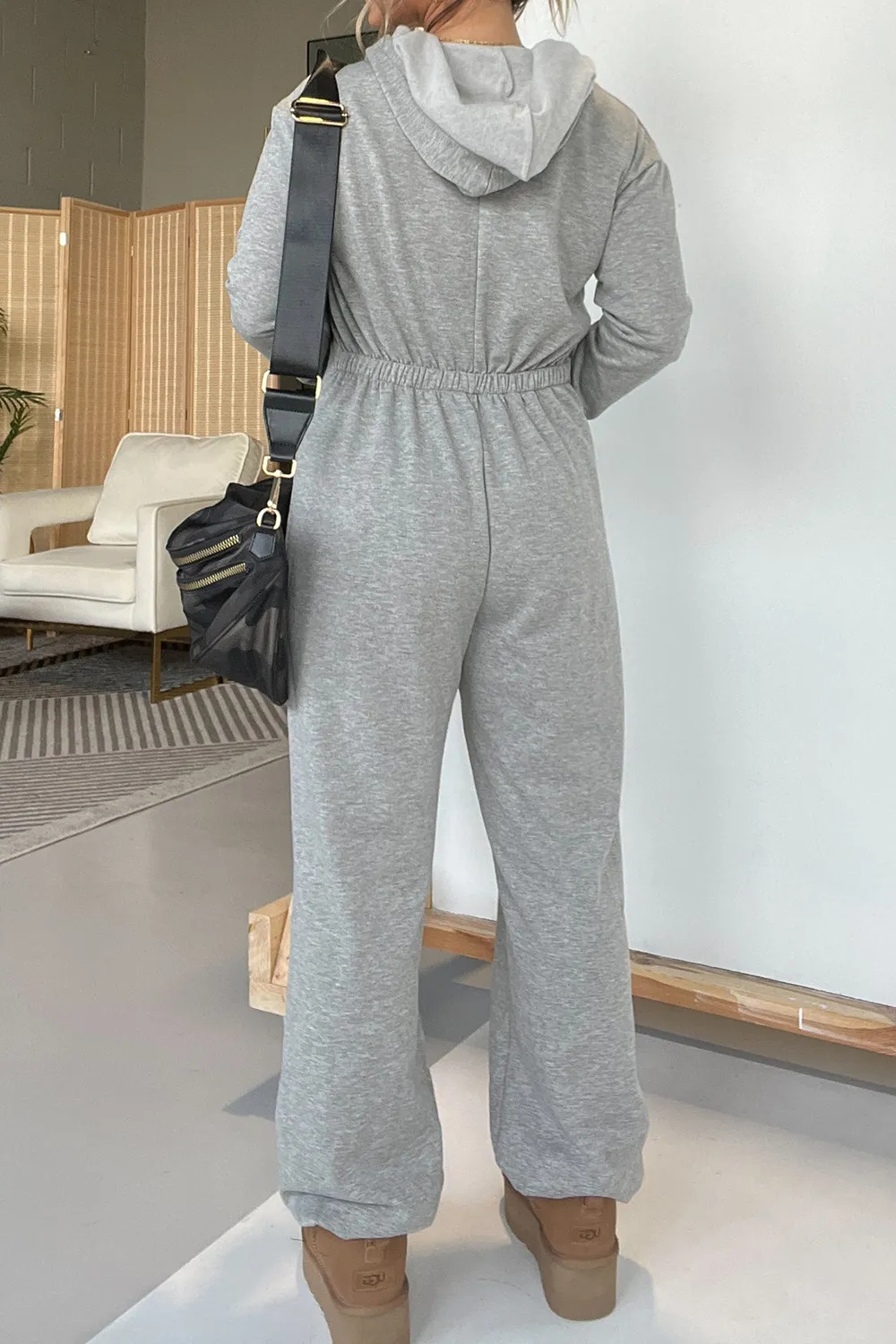 Full Size Drawstring Long Sleeve Jumpsuit, image 3