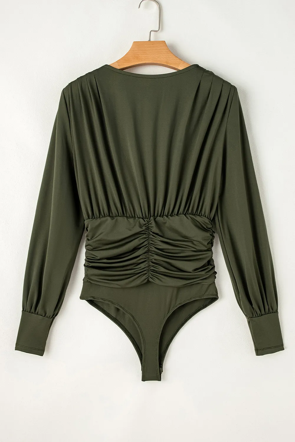Ruched Surplice Long Sleeve Bodysuit, image 3