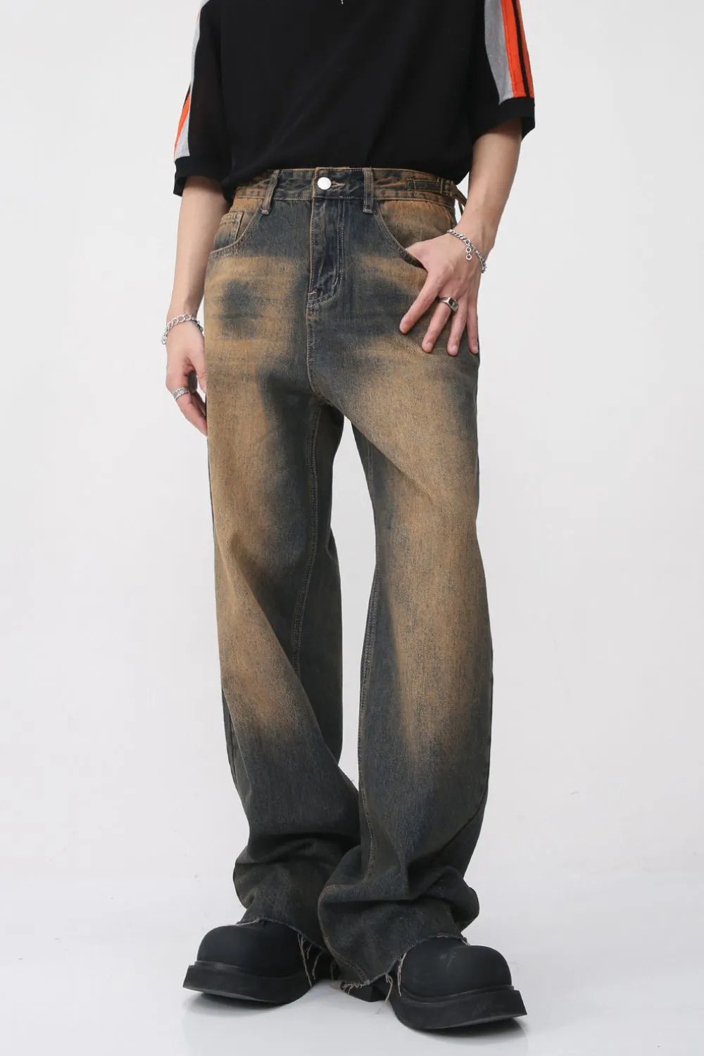 Raw Hem Straight Leg Jeans, image 2