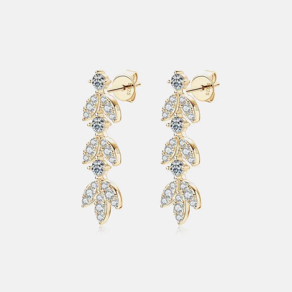 925 Sterling Silver Moissanite Leaf Earrings, image 8