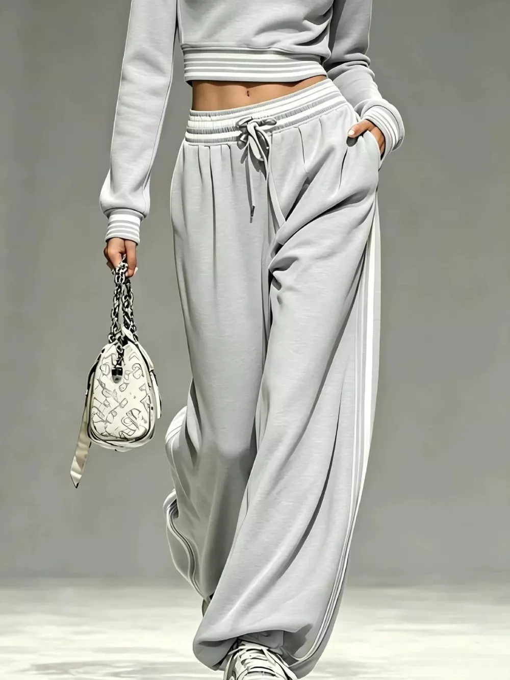 Full Size Half Zip Cropped Top and Pants Set Plus Size, image 25