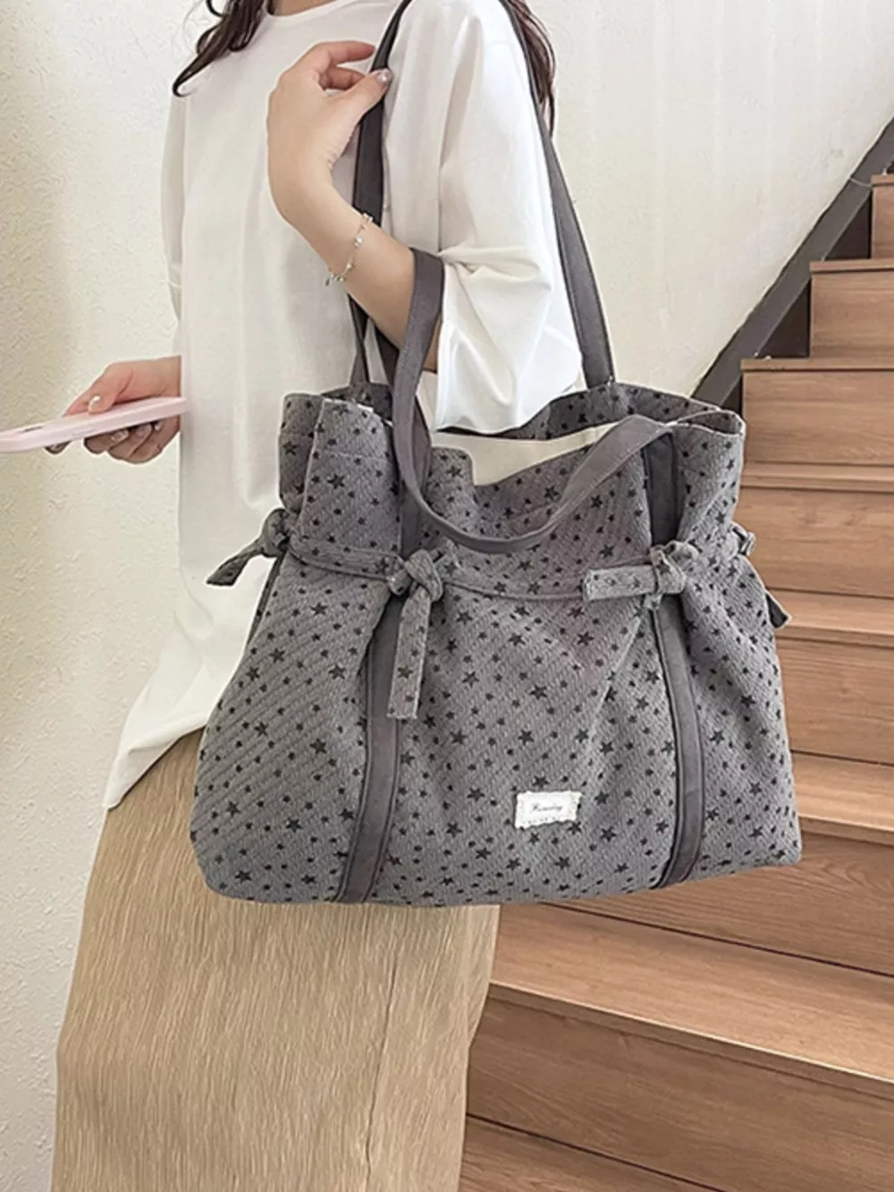 Star-Patterned Casual Shoulder Bag, image 7