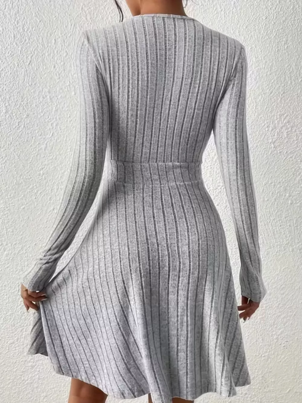 Ribbed Knit Wrap Mini Dress, image 8