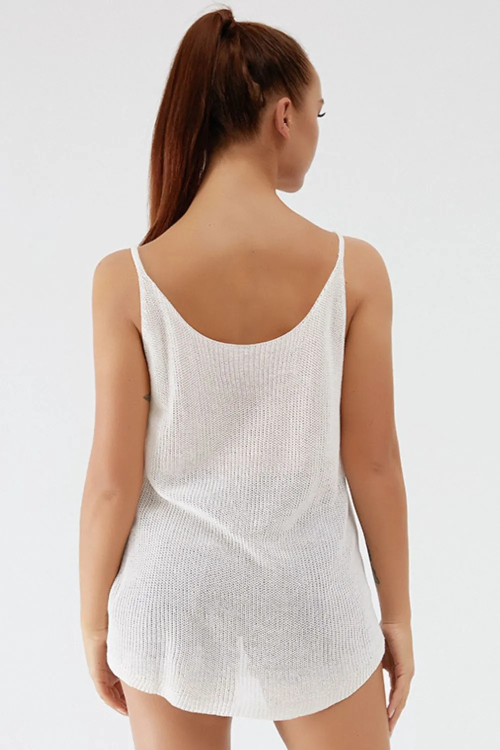 Scoop Neck Spaghetti Strap Knit Cami, image 7