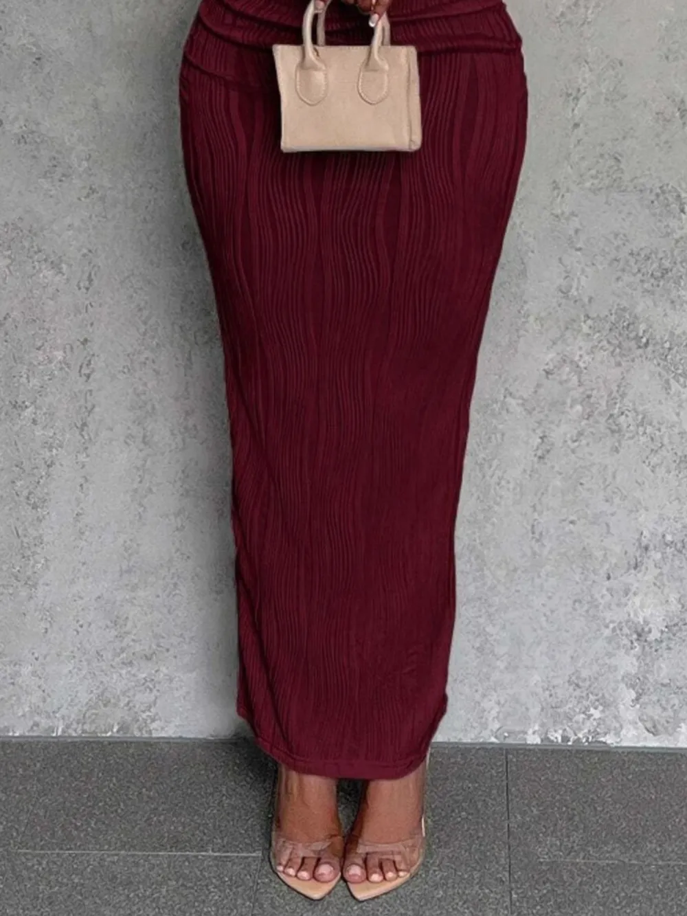 Textured Single Shoulder Bodycon Maxi Dress, image 2
