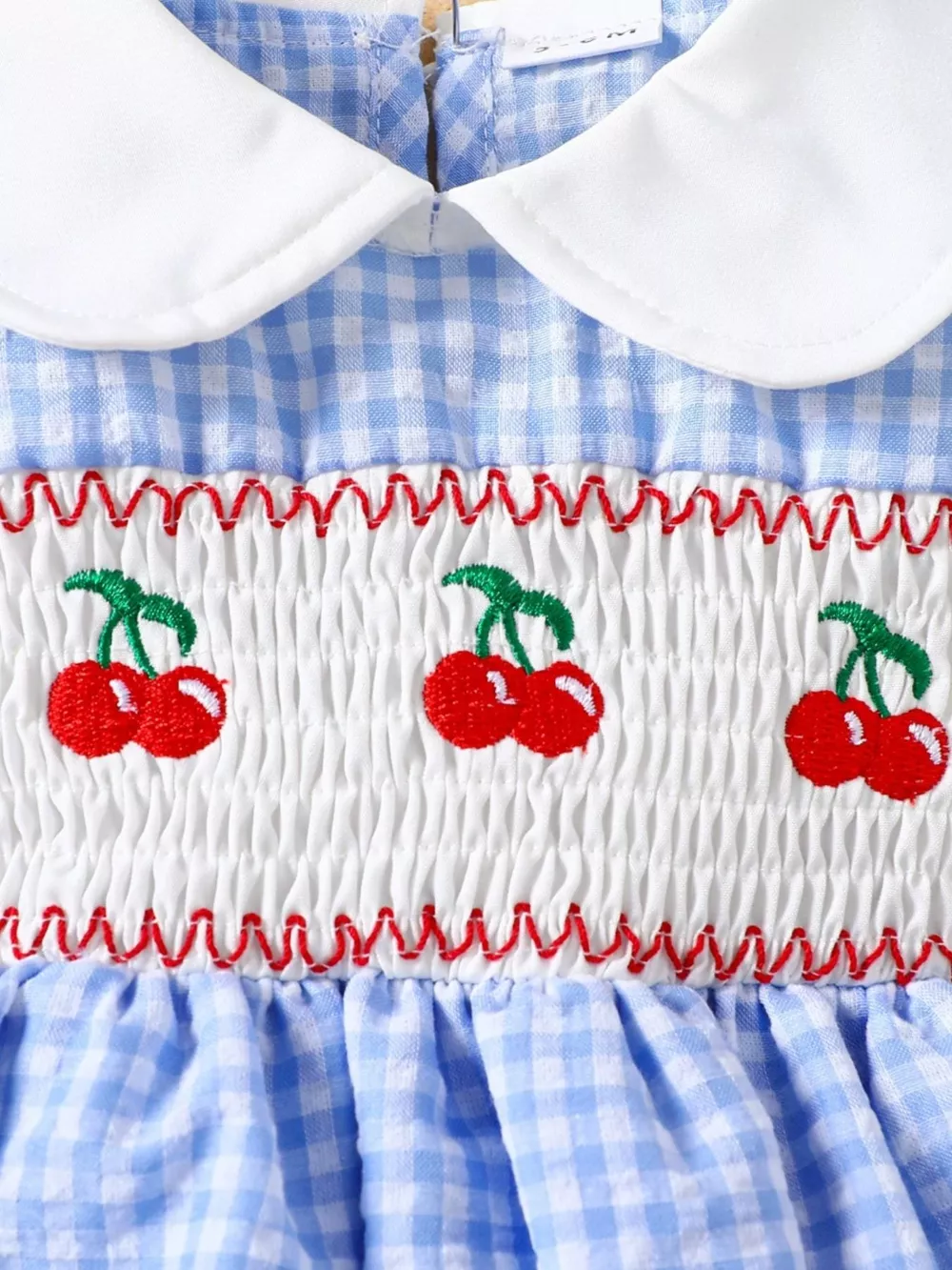 Children's Fruit Embroidered Gingham Smocked Dress, image 3