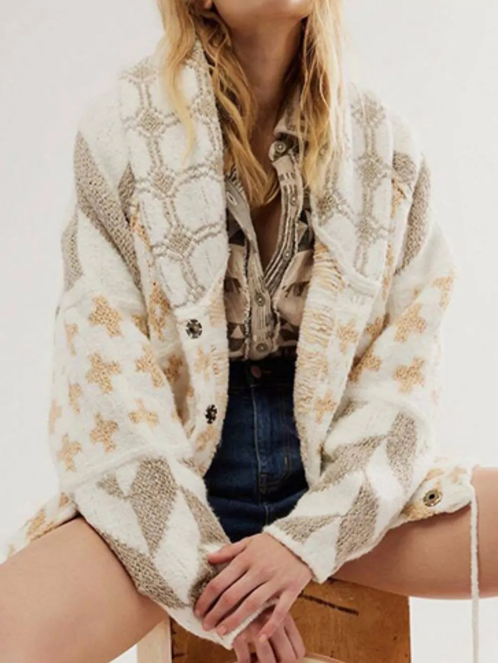 Collared Neck Long Sleeve Cardigan, image 8
