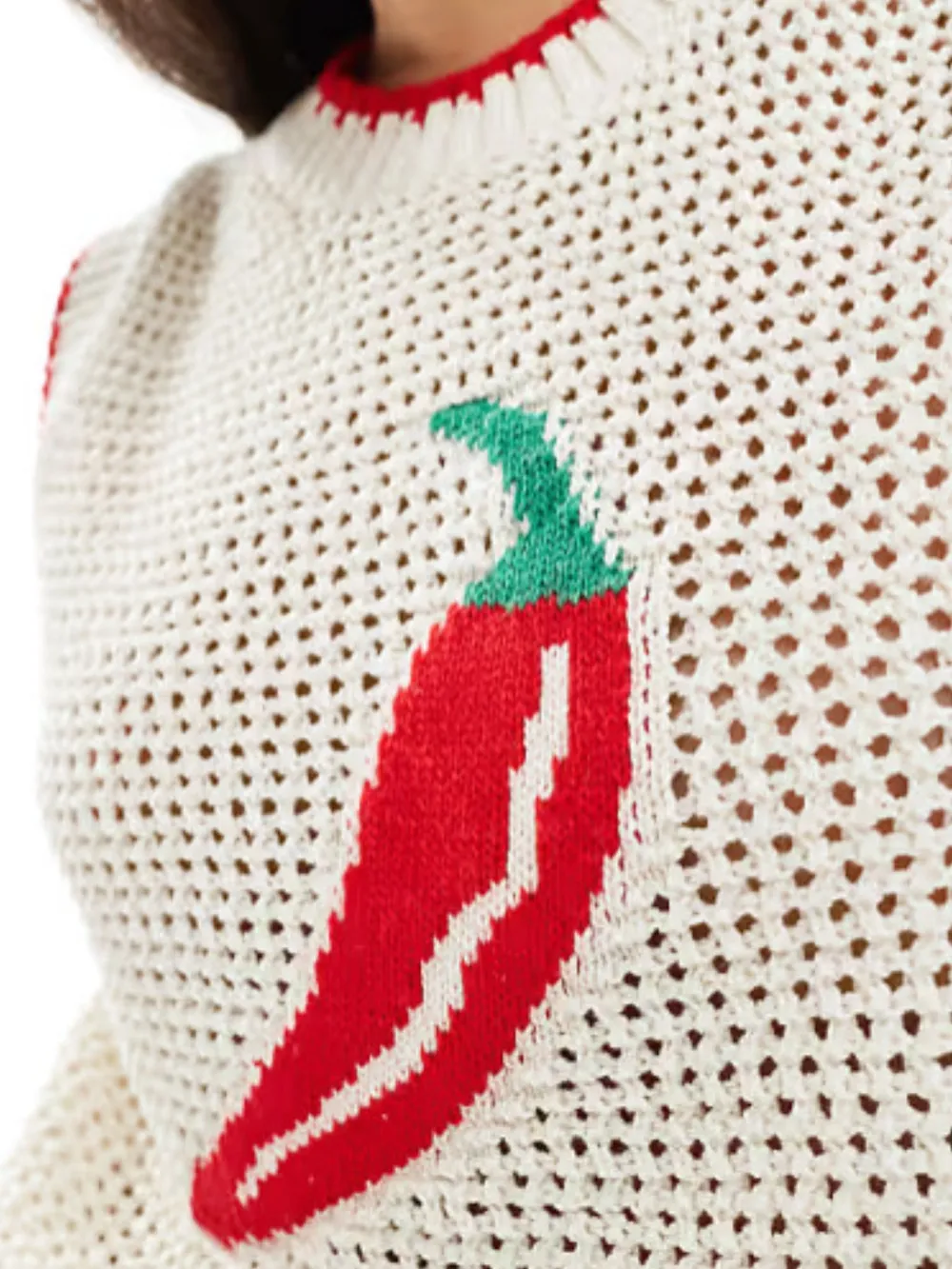 Chili Pepper Crochet Knit Tank Top, image 2