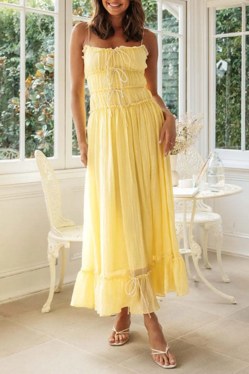 Frill Tied Front Midi Cami Dress, image 3