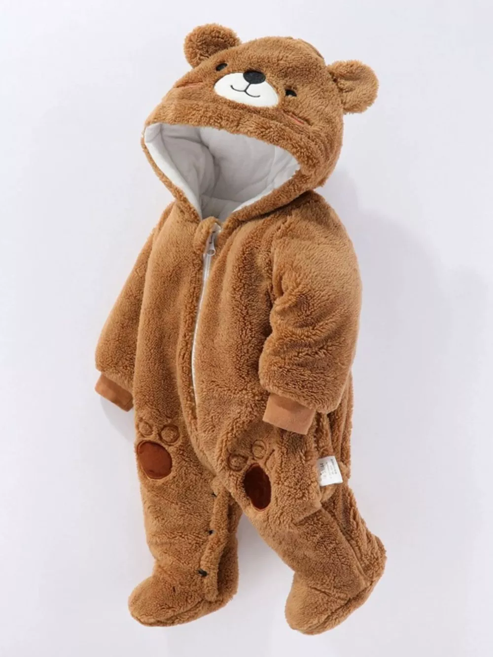 Children's Cozy Bear Hooded Fleece One-Piece, image 5