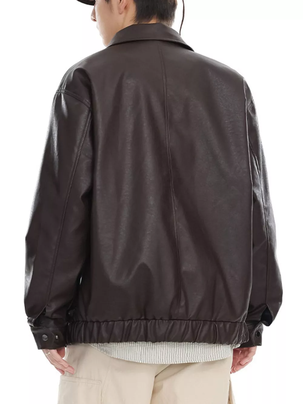 Men's Plus Size Classic Faux Leather Jacket, image 7
