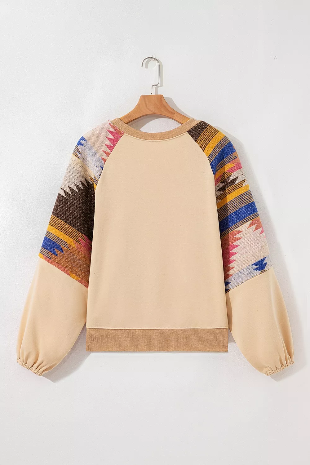 Aztec Bubble Sleeve Patchwork Western Sweatshirt, image 6