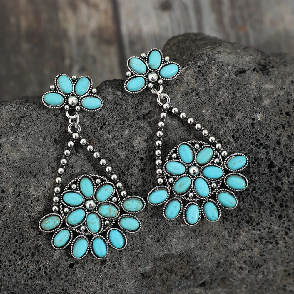 Artificial Turquoise Teardrop Earrings, image 3