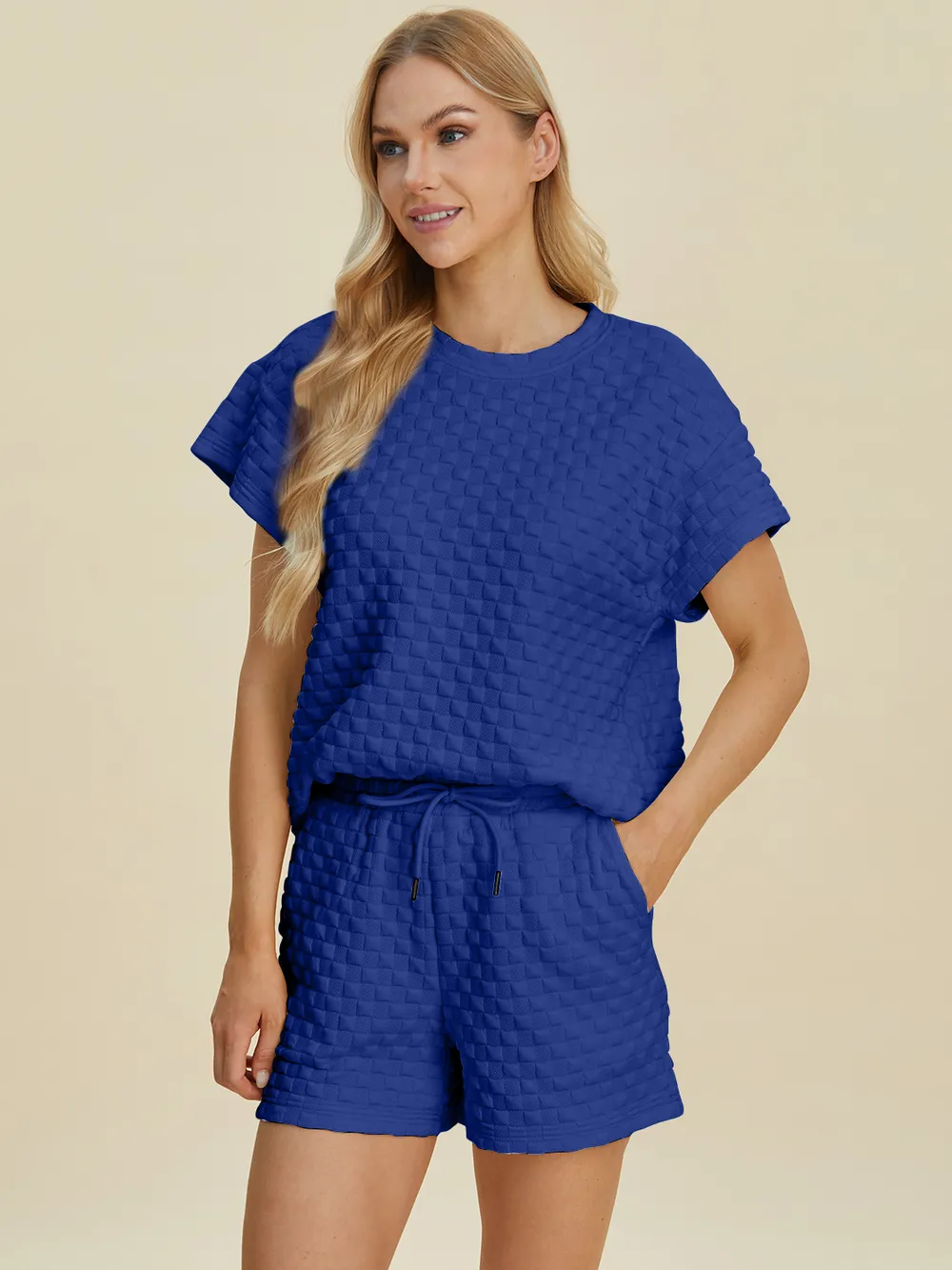 Full Size Texture T-Shirt and Shorts Set, image 6