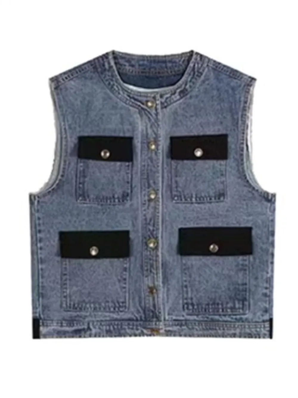Men's Plus Size Button Up Vest and Pants Denim Set, image 4