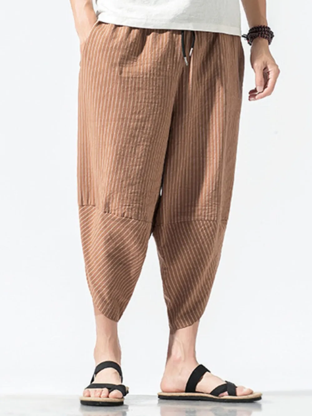 Men's Plus Size Striped Wide Leg Pants, image 7
