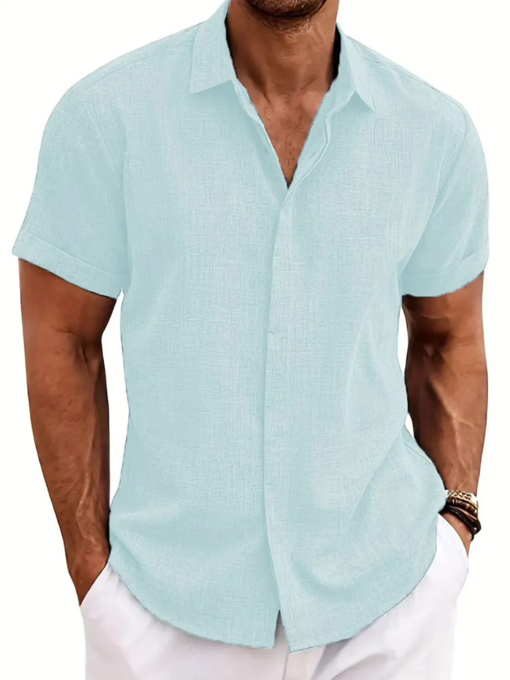 Men's Full Size Collared Neck Short Sleeve Shirt Plus Size, image 5