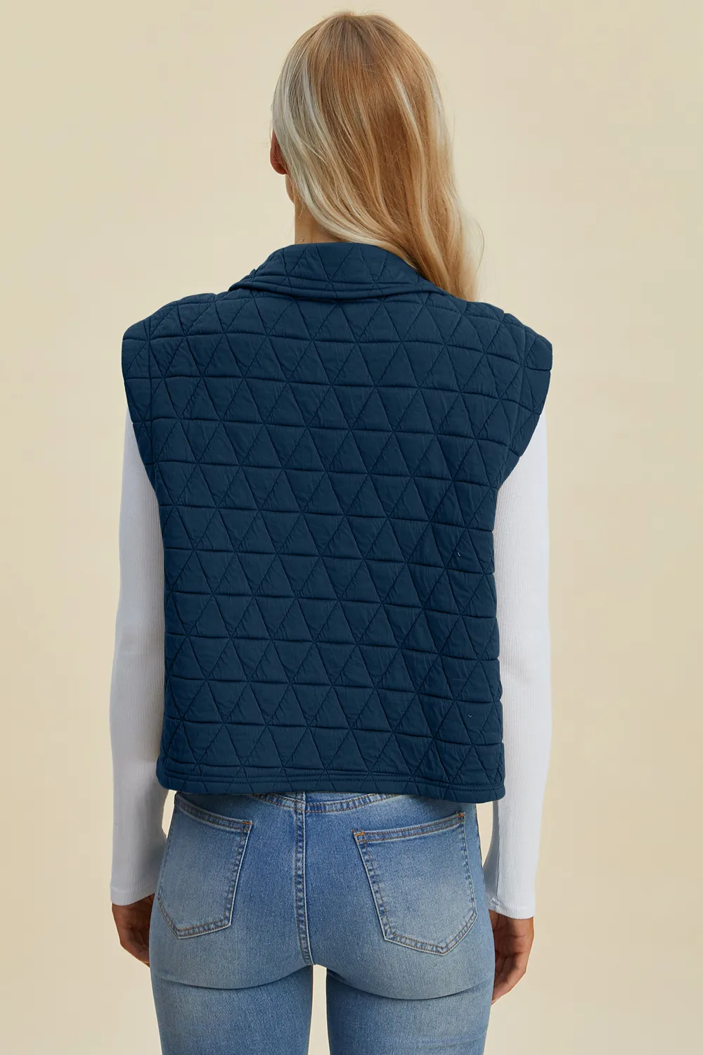 Full Size Pocketed Texture Snap Down Vest Coat, image 5