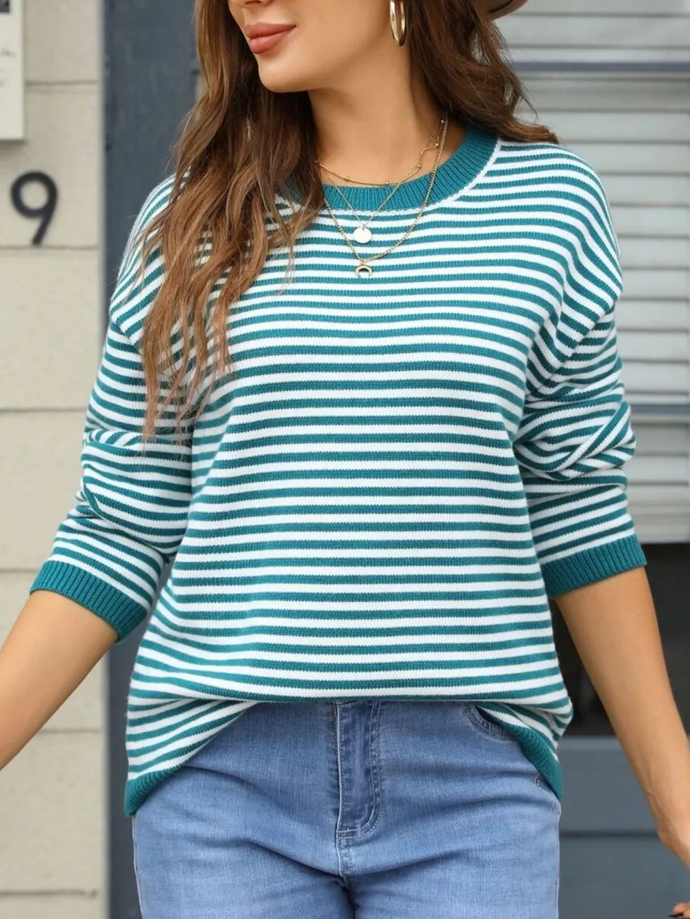 Striped Round Neck Sweater, image 7