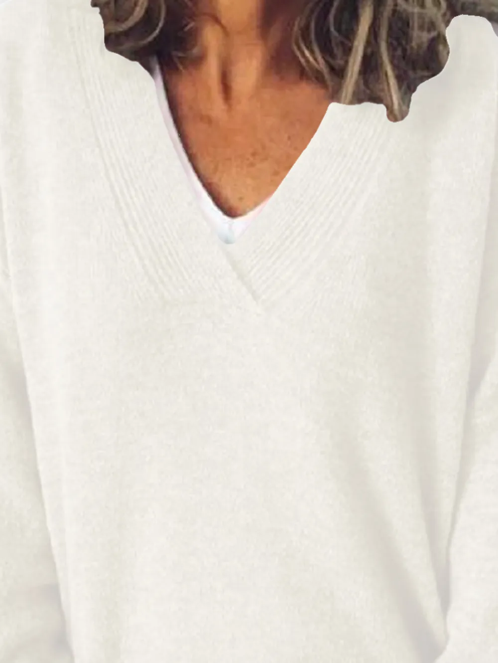 V-Neck Dropped Shoulder Sweater, image 2
