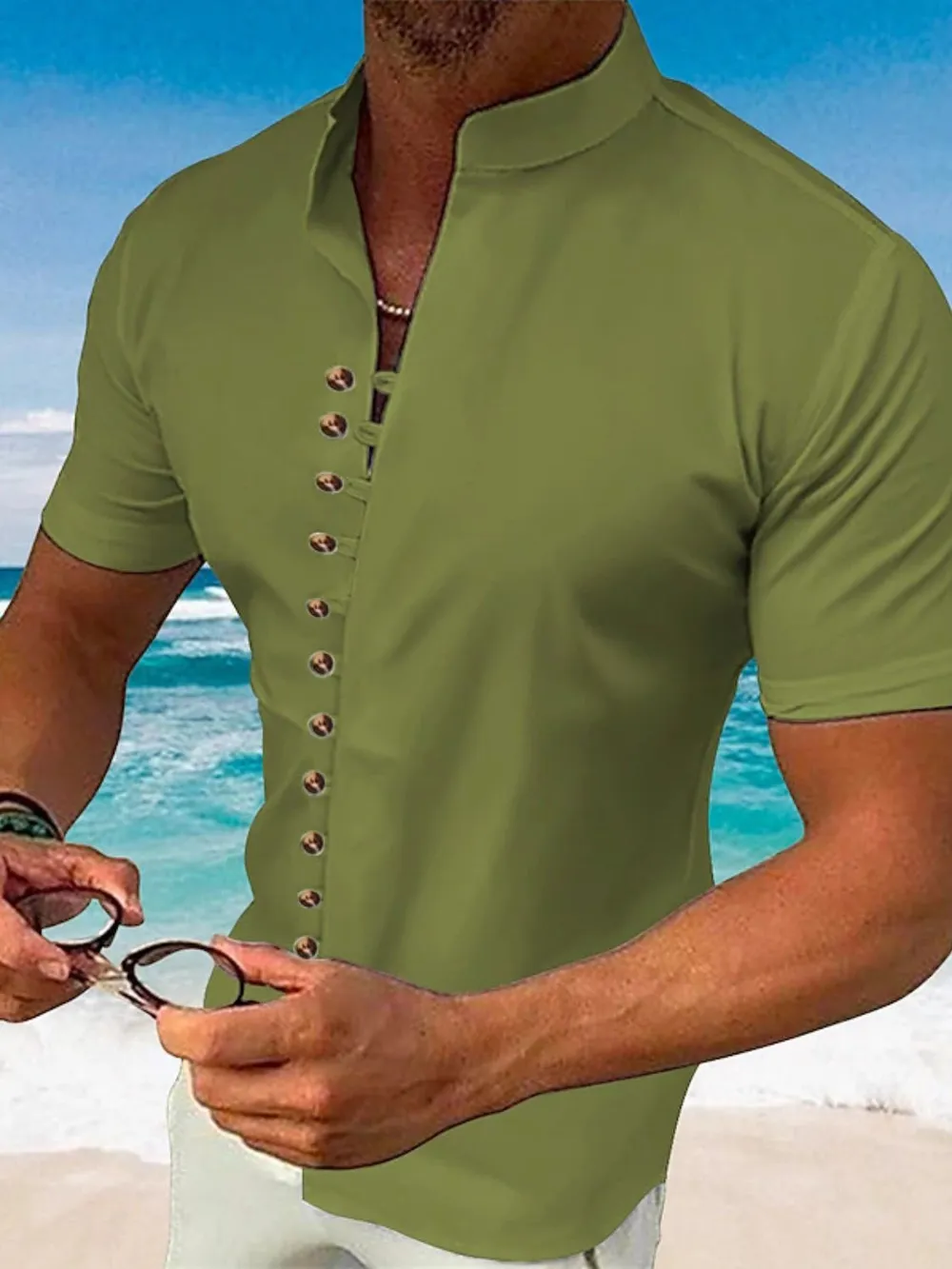 Men's Full Size Button Up Short Sleeve Shirt Plus Size, image 6