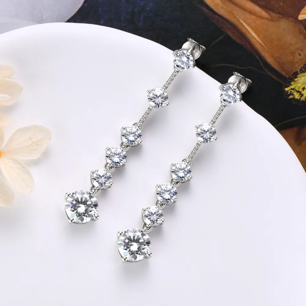4 Carat Moissanite 925 Sterling Silver Earrings, image 2