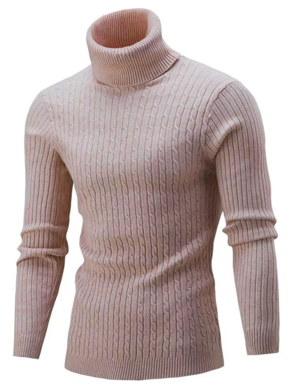 Men's Full Size Classic Cable Knit Turtleneck Sweater Plus Size, image 2