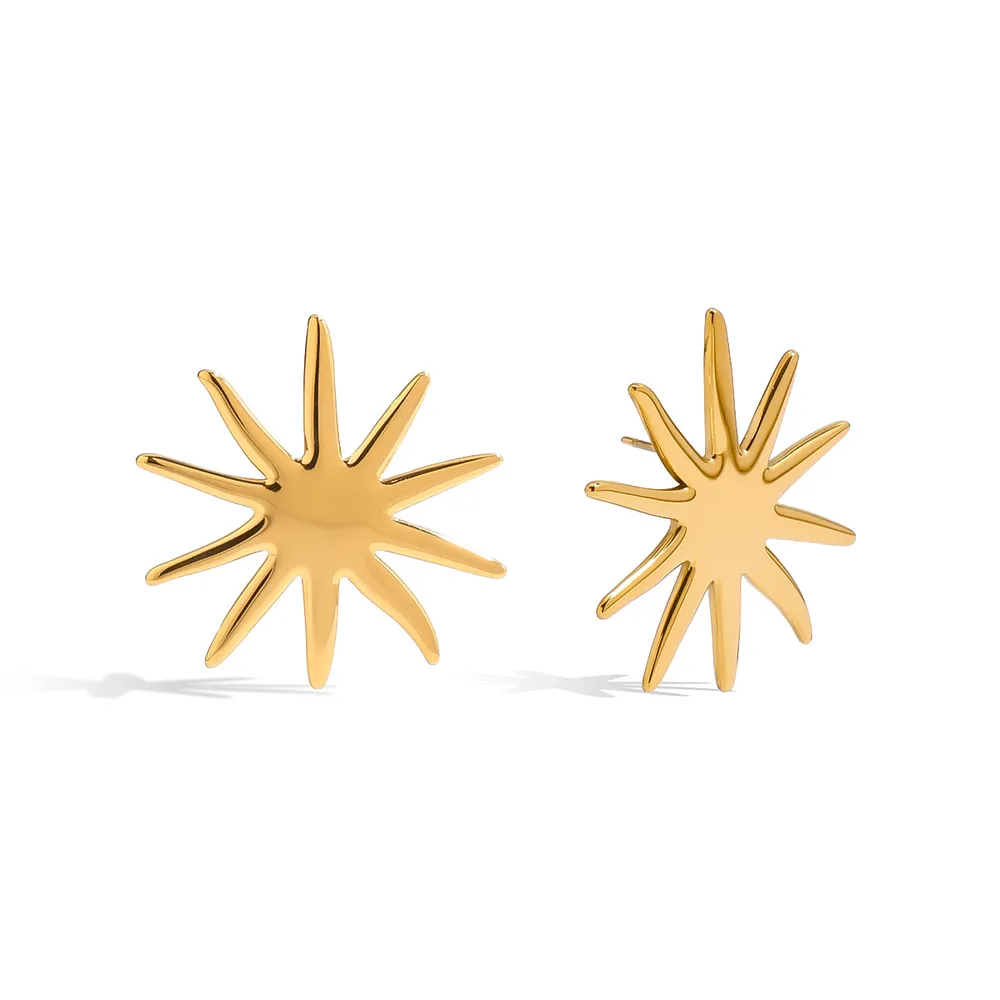 18K Gold-Plated Starburst Stud Earrings, image 4