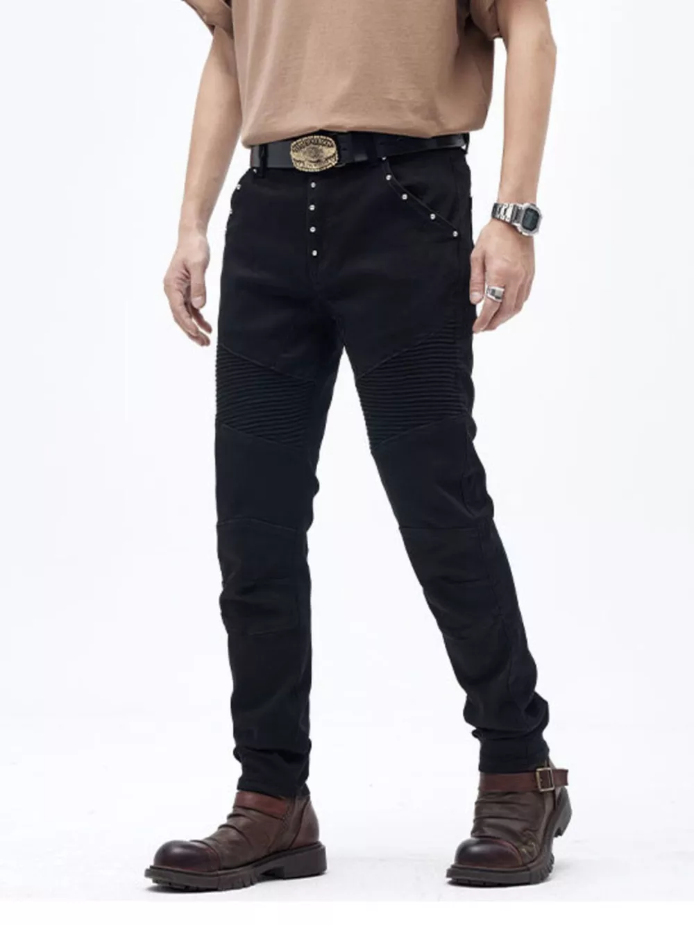 Men's Slim Fit Moto Jeans, image 4