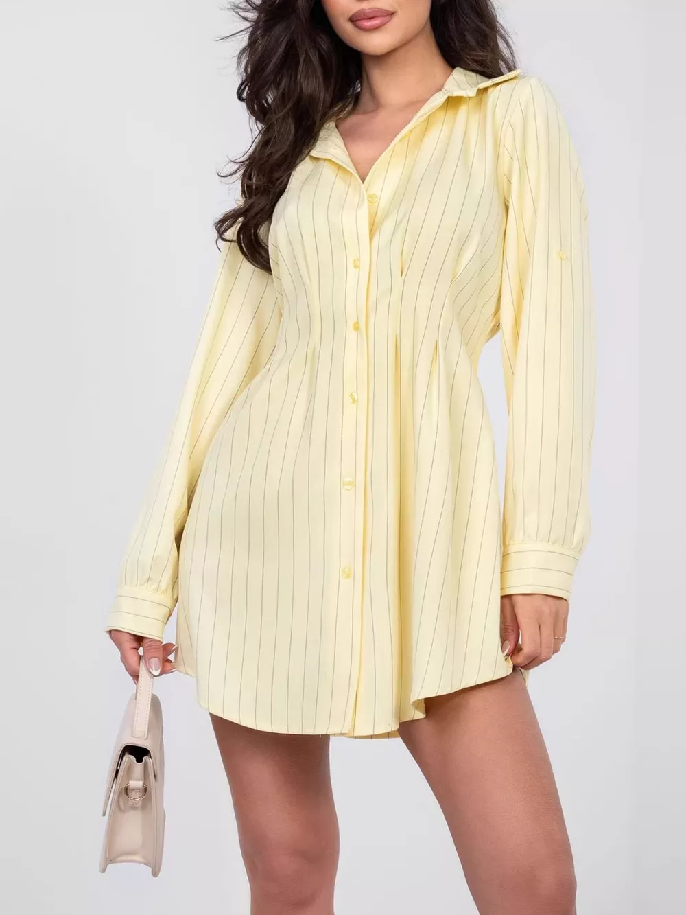 Striped Button-Down Mini Dress, image 10