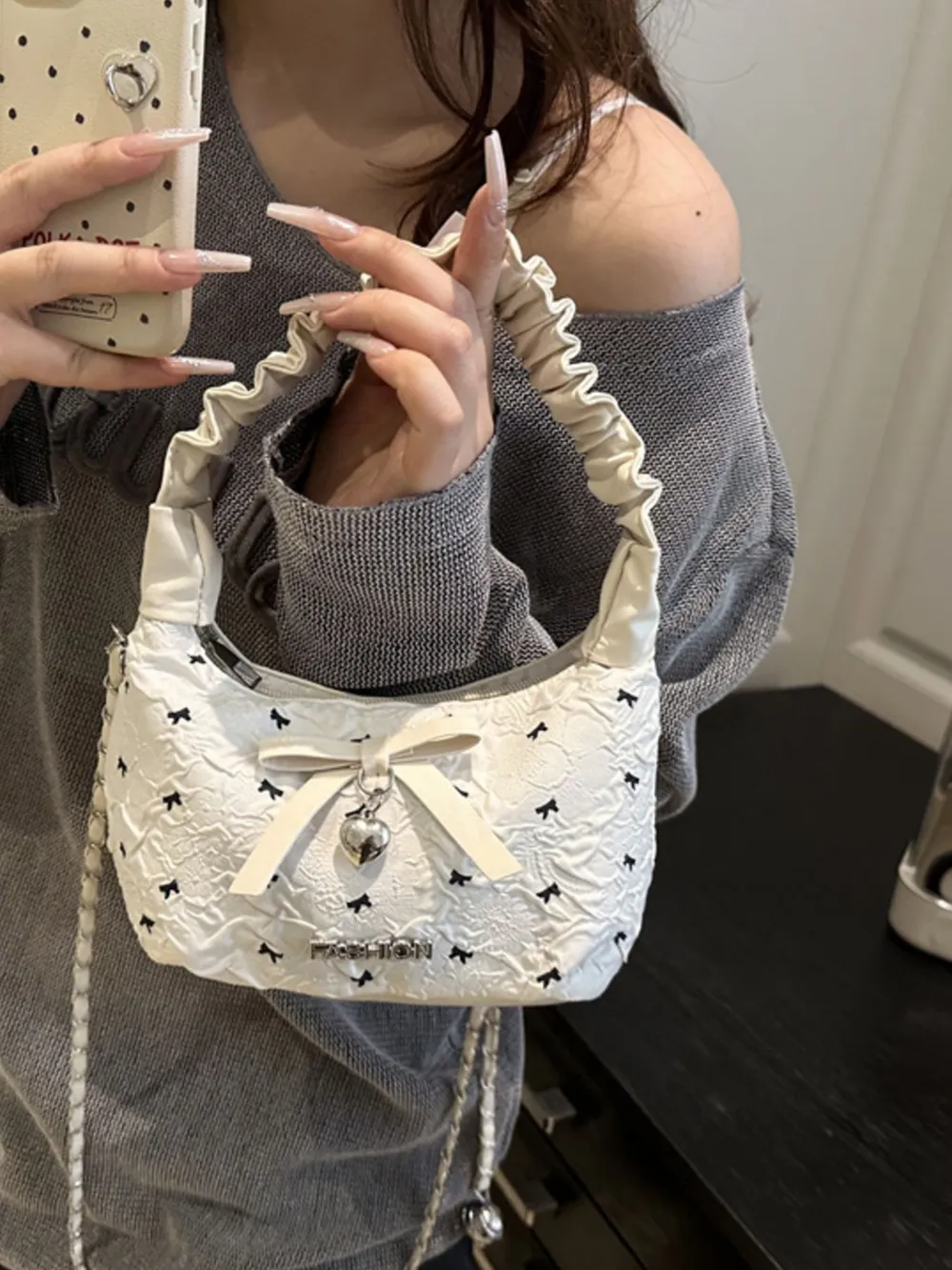 Bow Ruched Strap Crossbody Bag, image 7