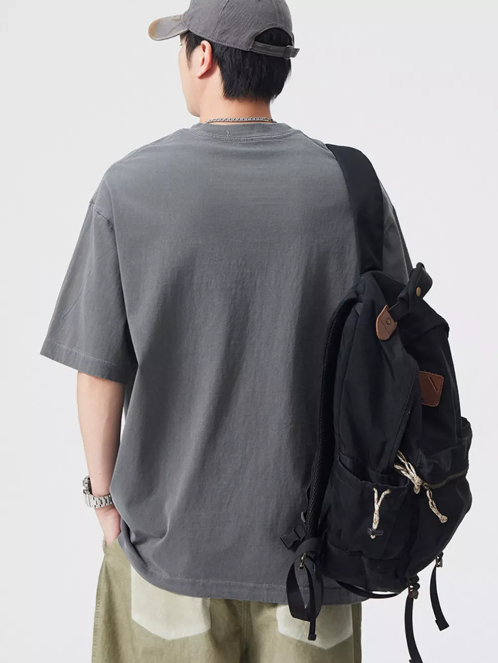 Men's Plus Size Letter Round Neck Short Sleeve T-Shirt, image 3
