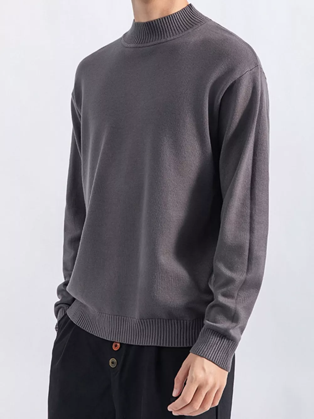 Men's Plus Size Minimalist Mock Neck Sweater, image 12