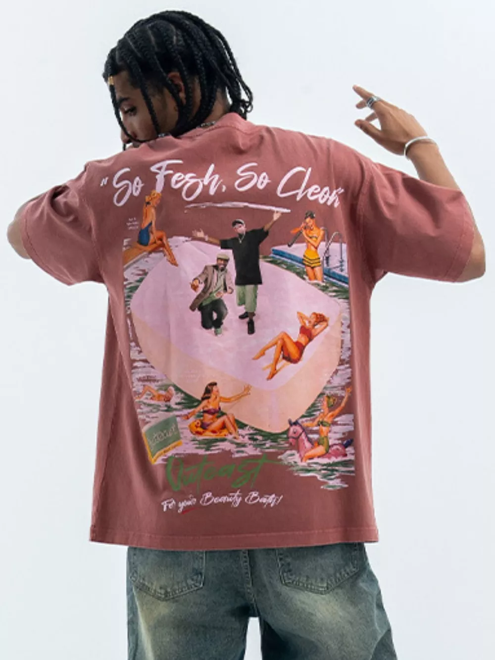 Men's Washed Graphic Oversized T-Shirt, image 3
