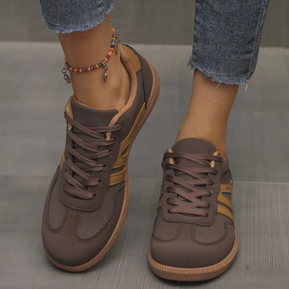 Contrast Lace Up Round Toe Sneakers, image 4