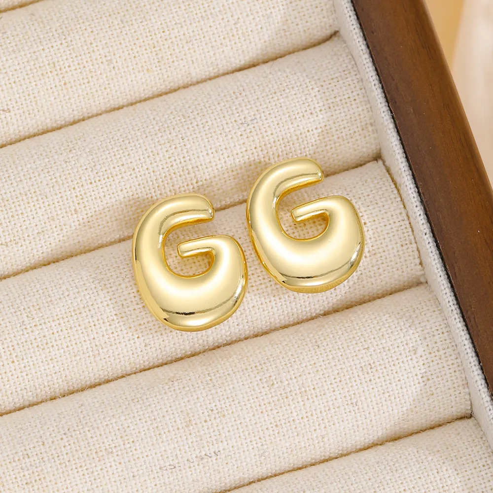 18K Gold-Plated Bubble Letter Stud Earrings, image 3