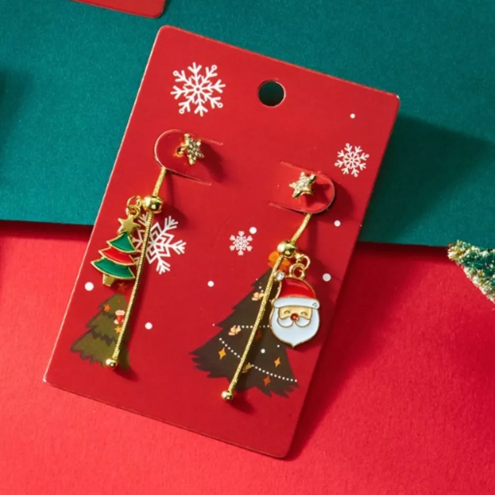 Christmas Santa Asymmetrical Drop Earrings, image 4