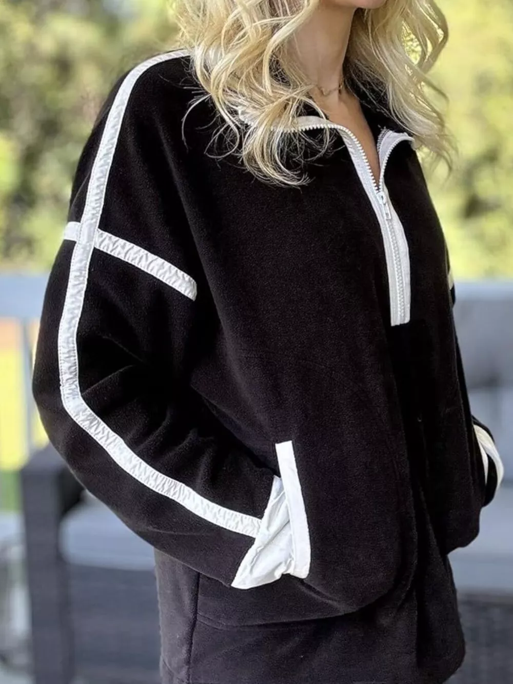 Half Zip Dropped Shoulder Sweatshirt, image 7