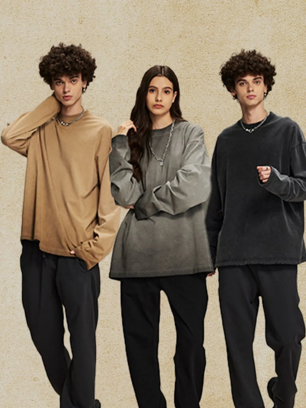Men's Round Neck Long Sleeve T-Shirt, image 2