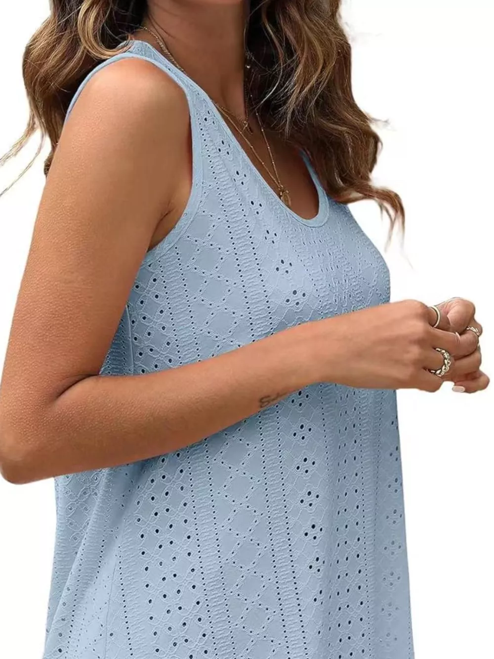 Eyelet Scoop Neck Tank, image 8
