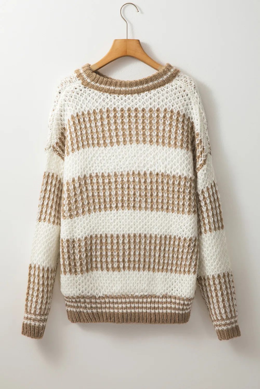 Color Block Round Neck Dropped Shoulder Sweater, image 2