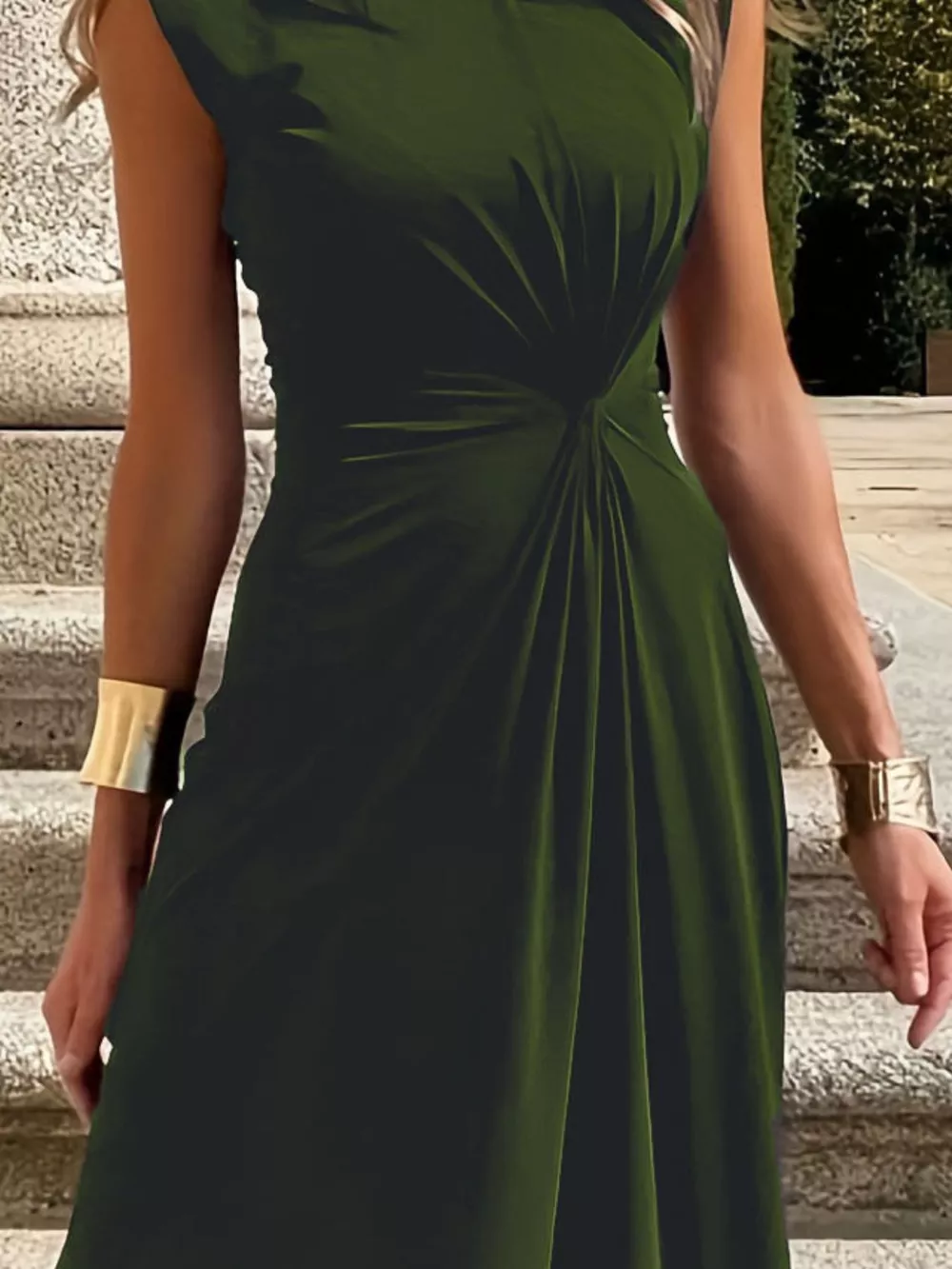 Twisted Round Neck Sleeveless Maxi Dress, image 3