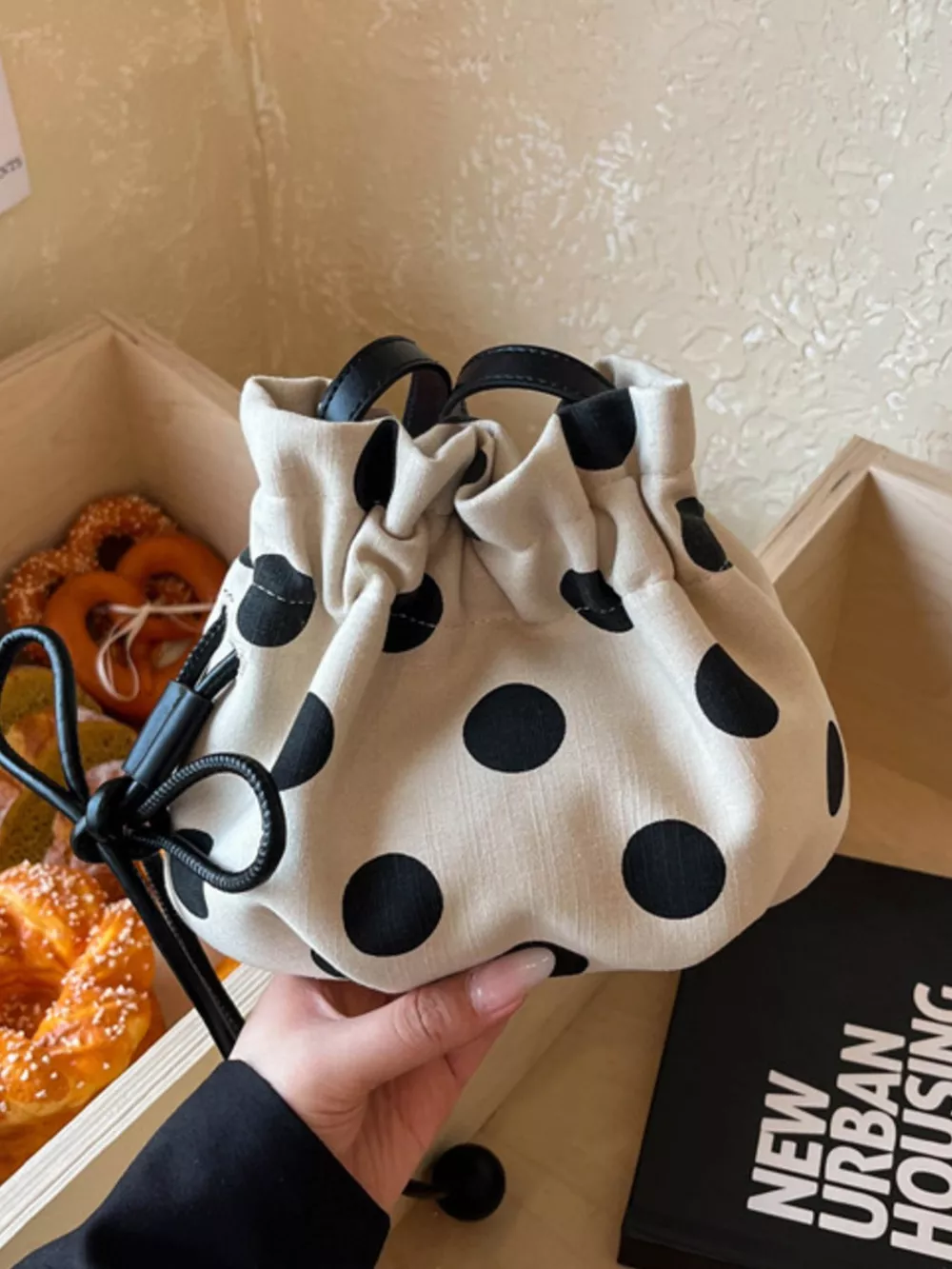 Polka Dot Drawstring Crossbody Bag, image 7