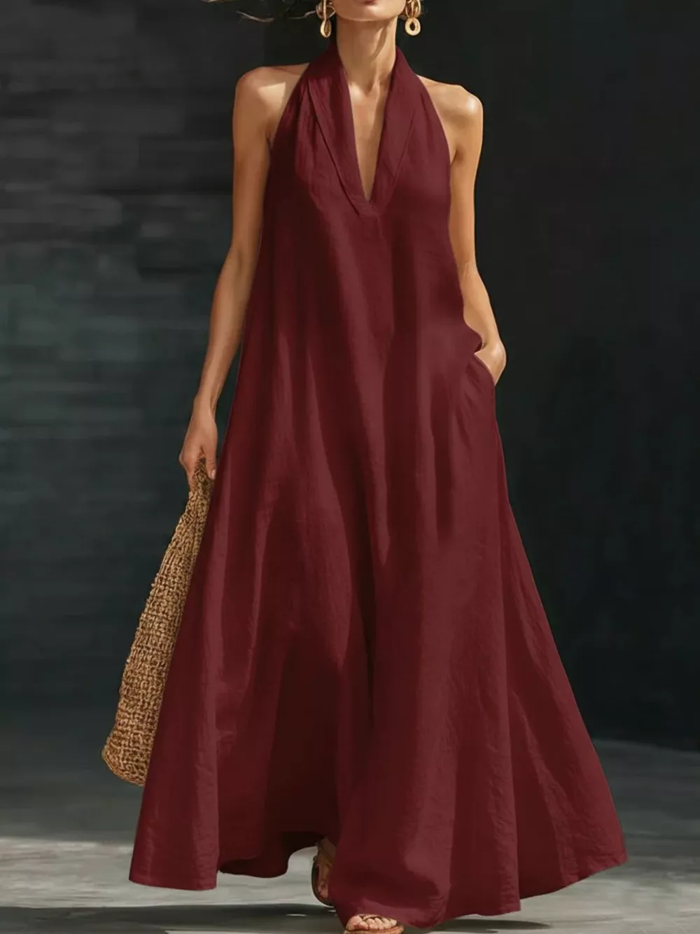 Full Size Halter Neck Sleeveless Maxi Dress Plus Size, image 7