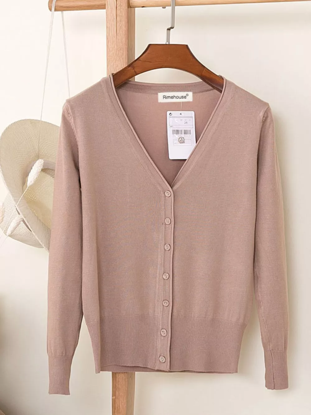 Classic V-Neck Button-Down Knit Cardigan, image 54
