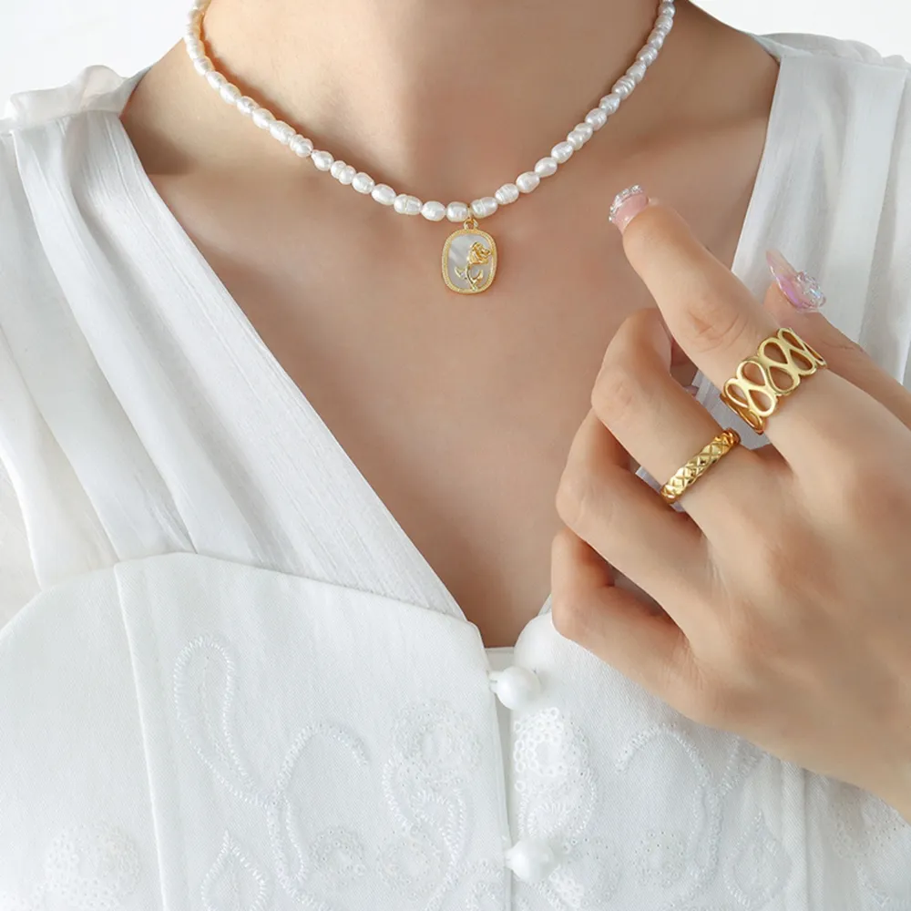 18K Gold-Plated Freshwater Pearl Necklace, image 4
