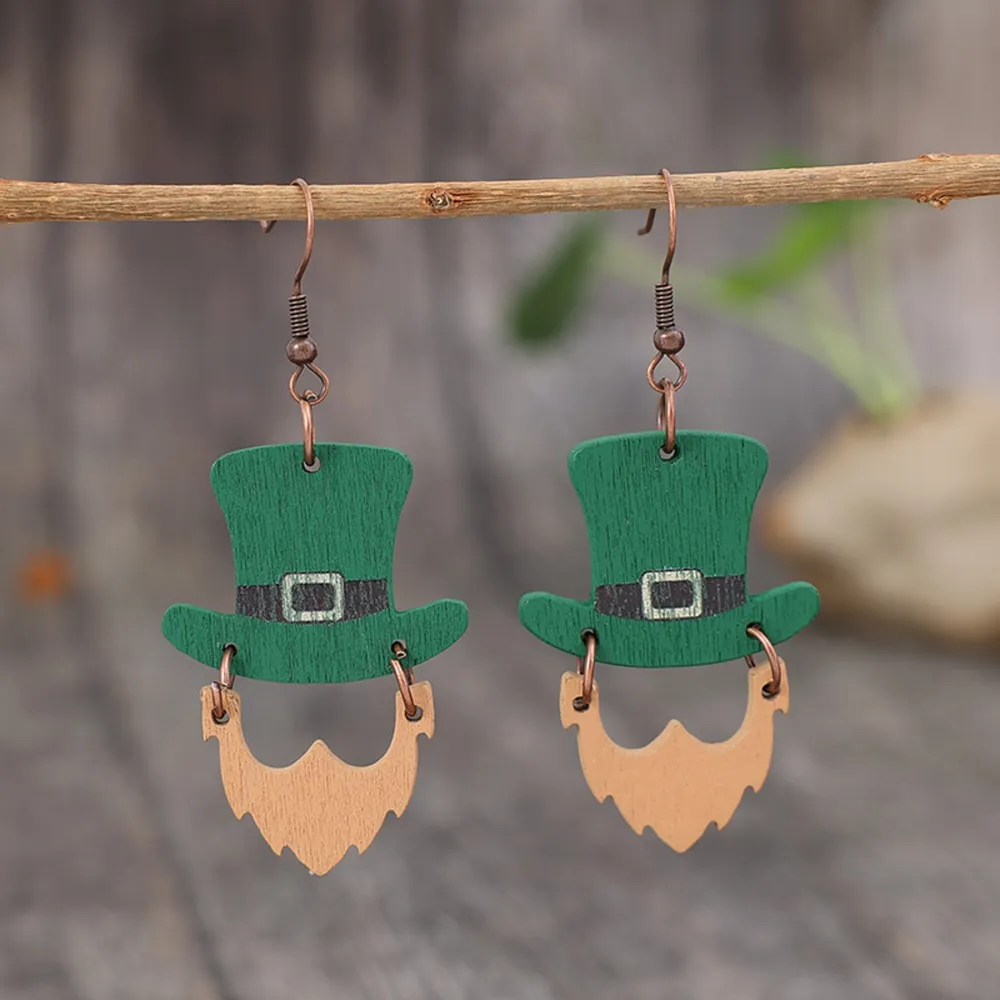 Wooden Hat Shape Dangle Earrings, image 4