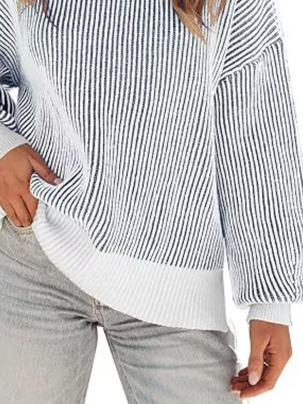Stripe Dropped Shoulder Sweater, image 3