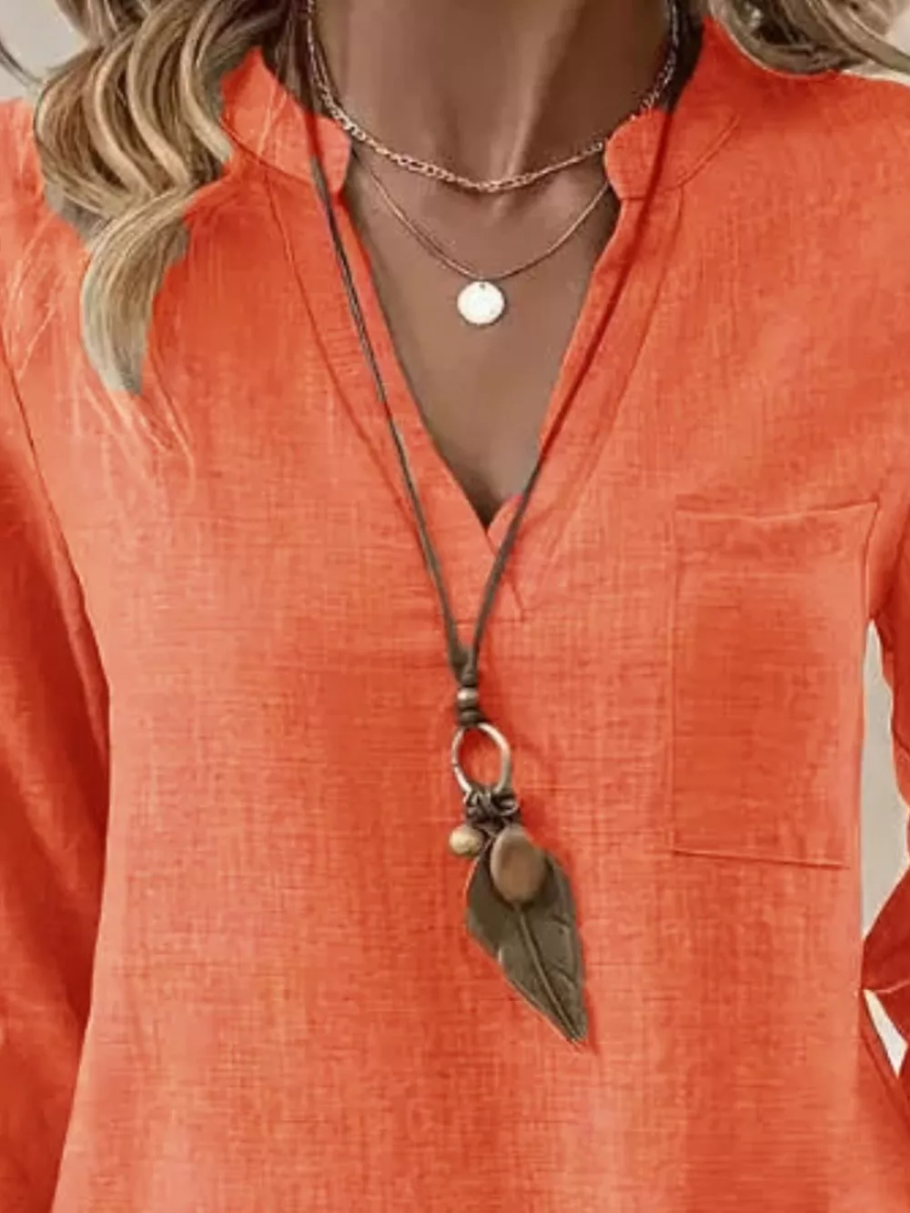 Notched Roll-Up Sleeve Blouse, image 6