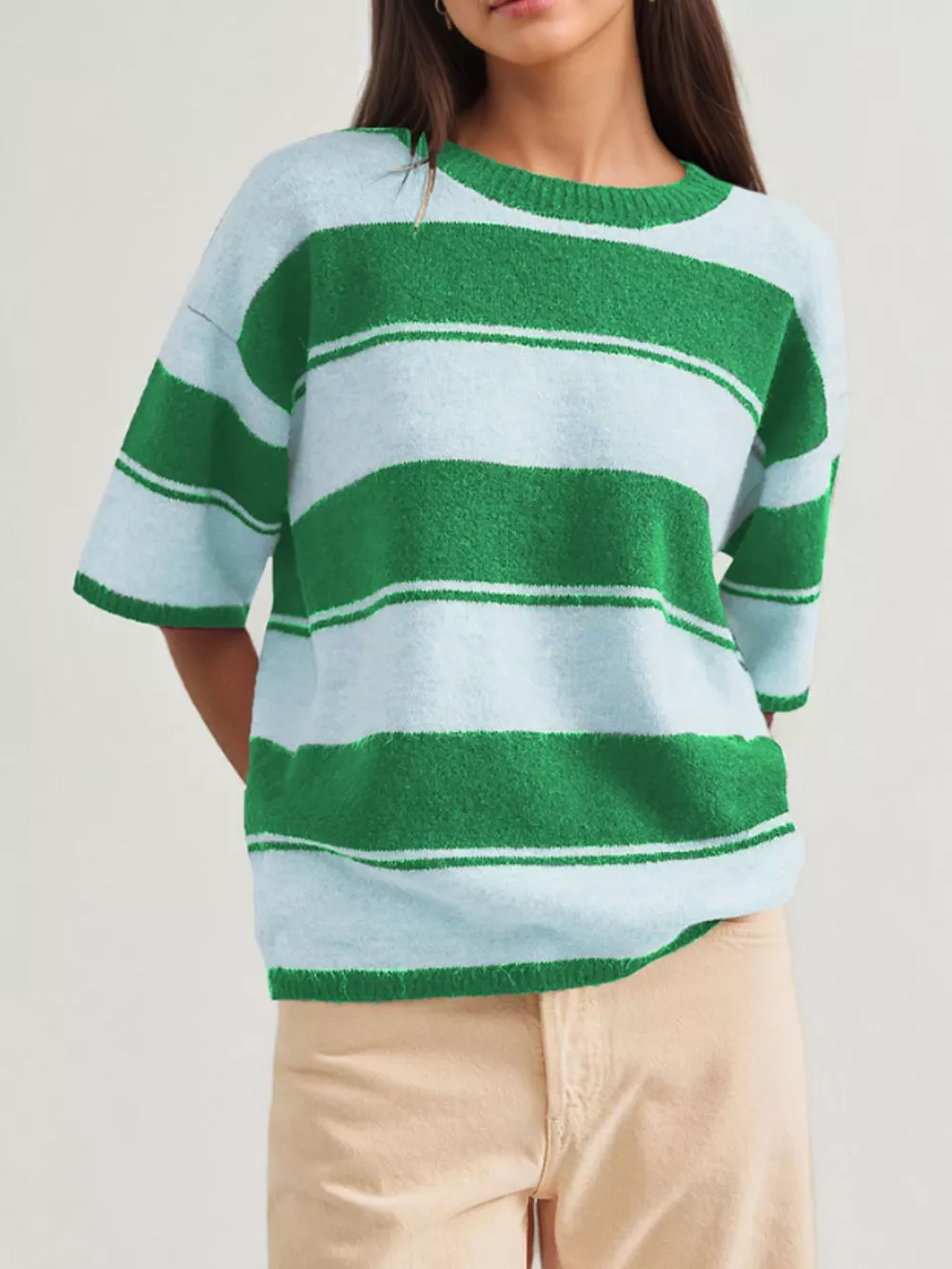 Striped Half Sleeve Sweater, image 5